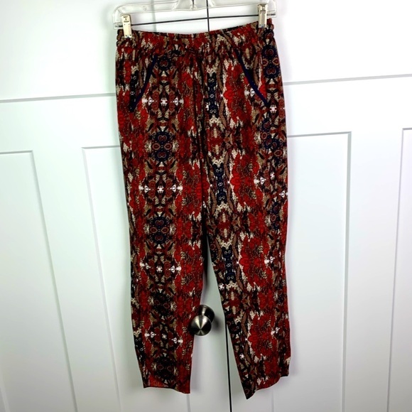 Anthropologie Cartonnier Pull-On Ikat Print Letna Jogger Pants XS Boho Pockets - Picture 1 of 5